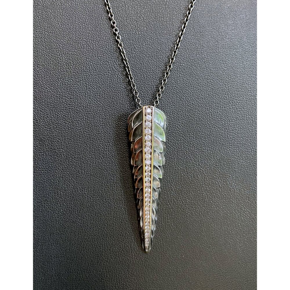 Elizabeth and James 925 Sterling Silver/Gold and Topaz Feather Pendant Necklace